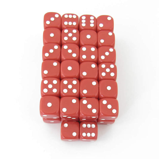 WKP10884E50 Red Opaque Dice with White Pips D6 16mm Pack of 50 Main Image