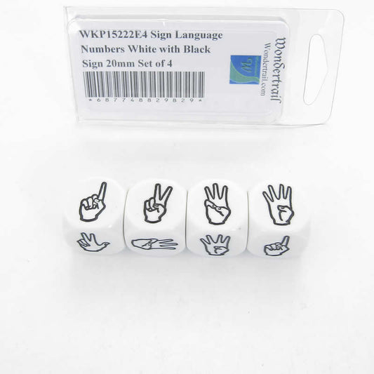 WKP15222E4 Sign Language Numbers White with Black Sign 20mm Set of 4 Main Image