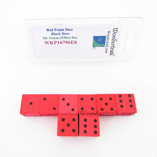 WKP16796E8 Red Foam Dice with Black Dots D6 16mm (5/8in) Pack of 8 Main Image