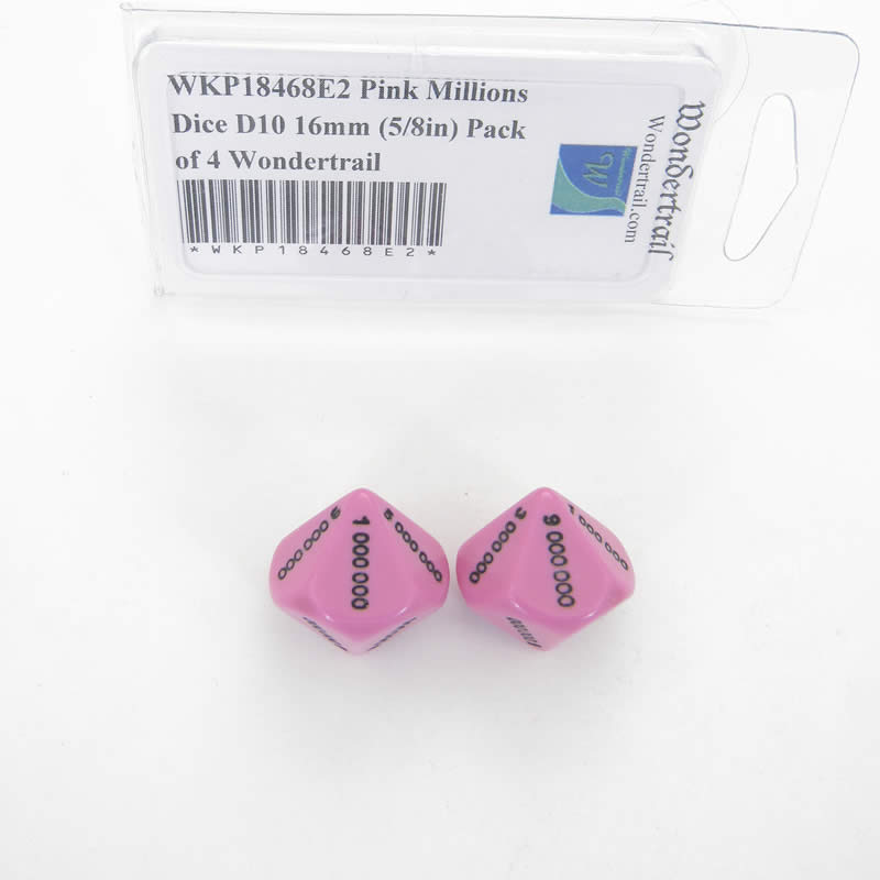 WKP18468E2 Pink Millions Dice D10 16mm (5/8in) Pack of 2 Main Image