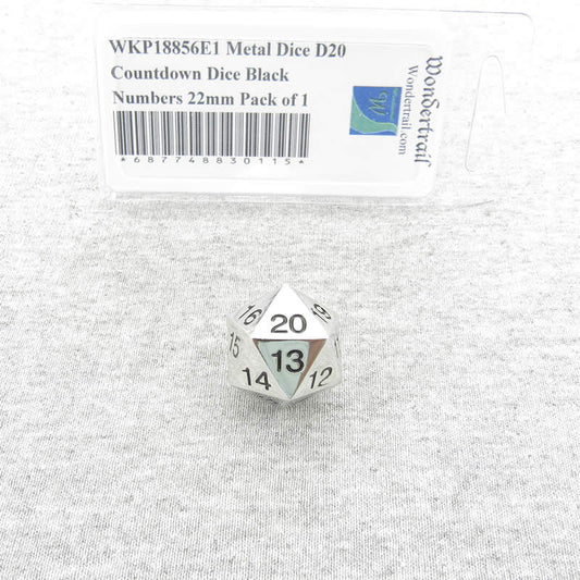 WKP18856E1 Metal Die D20 Countdown Dice with Black Numbers 22mm Main Image