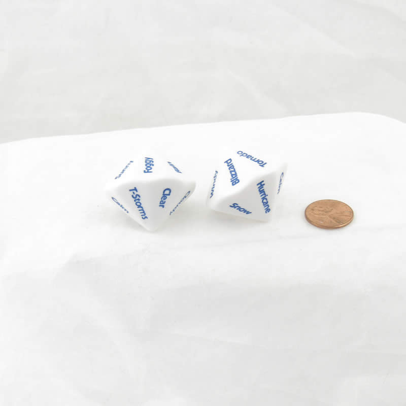 WKP19039E2 White Opaque Dice Blue Weather D14 26mm (1.02in) Set of 2 Main Image