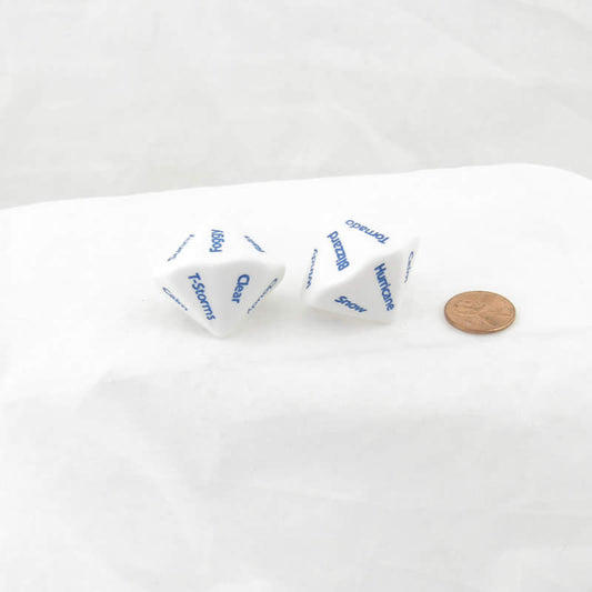 WKP19039E2 White Opaque Dice Blue Weather D14 26mm (1.02in) Set of 2 Main Image