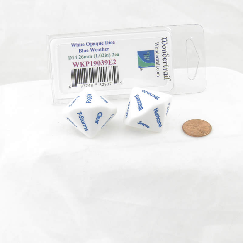 WKP19039E2 White Opaque Dice Blue Weather D14 26mm (1.02in) Set of 2 2nd Image