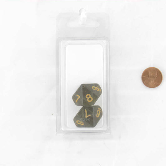 WKP19585E2 Smoke Countdown Dice Gold Colored Numbers D10 20mm Set of 2 Main Image