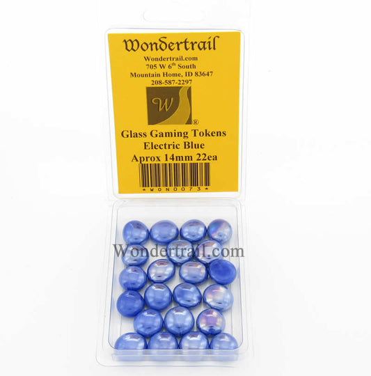 WON0073 Electric Blue Gaming Counter Tokens Aprox 14mm Pack of 22 Main Image