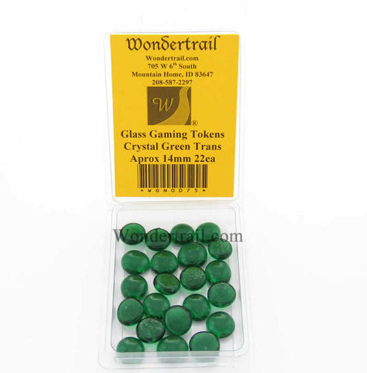 WON0075 Crystal Green Transparent Gaming Counter Tokens Aprox 14mm Pack of 22 Main Image