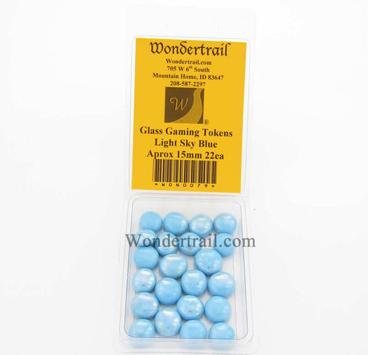 WON0079 Light Sky Blue Gaming Counter Tokens Aprox 15mm Pack of 22 Main Image