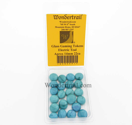 WON0091 Electric Teal Gaming Counter Tokens Aprox 14mm Pack of 22 Main Image