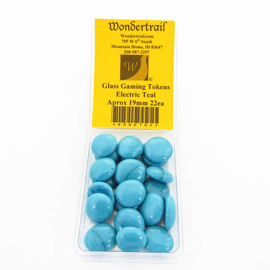 WON0104 Electric Teal Gaming Counter Tokens Aprox 19mm Pack of 22 Main Image