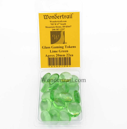 WON0108 Lime Green Gaming Counter Tokens Aprox 20mm Pack of 22 Main Image