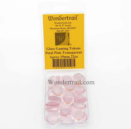 WON0123 Petal Pink Transparent Gaming Counter Tokens Aprox 19mm Pack of 22 Main Image