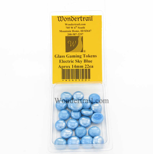 WON0300 Electric Sky Blue Gaming Counter Tokens Aprox 14mm Pack of 22 Main Image