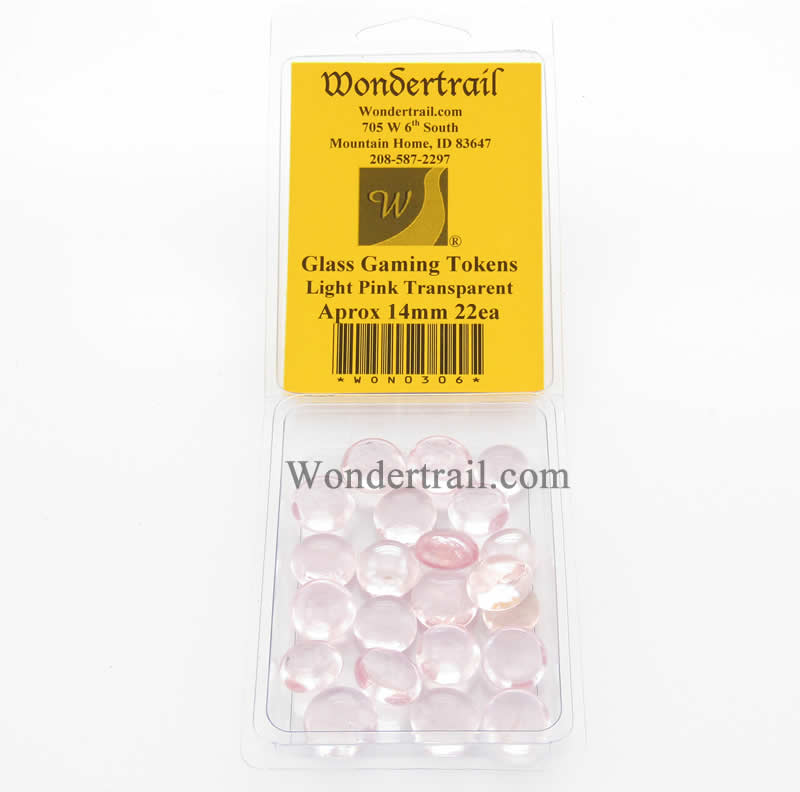 WON0306 Light Pink Transparent Gaming Counter Tokens Aprox 14mm Pack of 22 Main Image