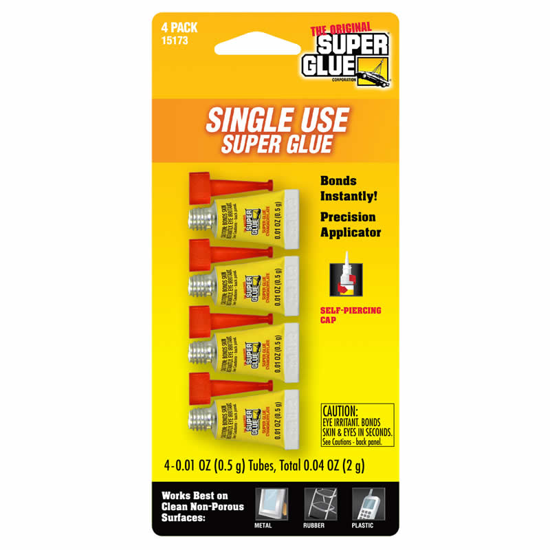 WONDS049 Super Glue Single Use 4 Pack .01oz (.5g) Tubes Main Image