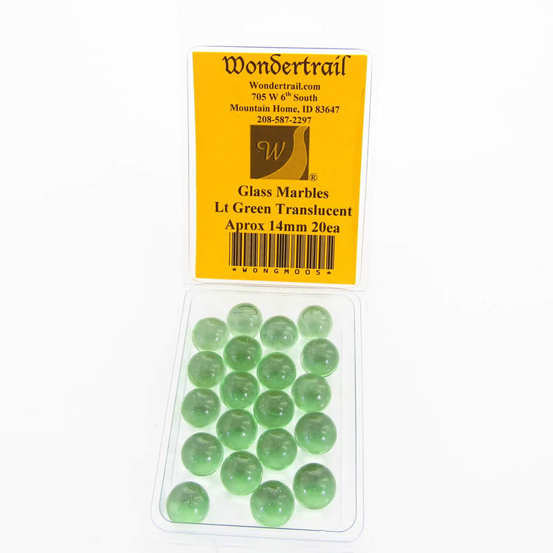 WONGM005 Light Green Transparent 14mm Glass Marbles Pack of 20 Main Image
