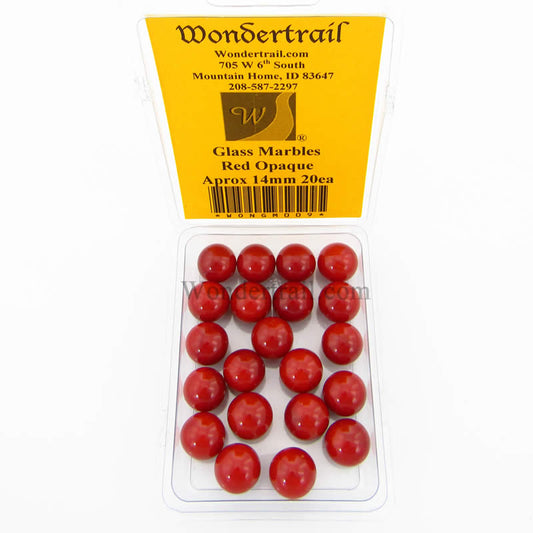 WONGM009 Red Opaque 14mm Glass Marbles Pack of 20 Main Image