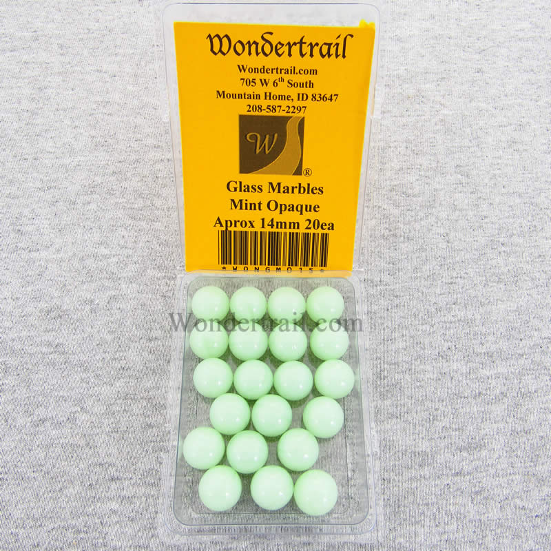 WONGM015 Mint Opaque 14mm Glass Marbles Pack of 20 Main Image