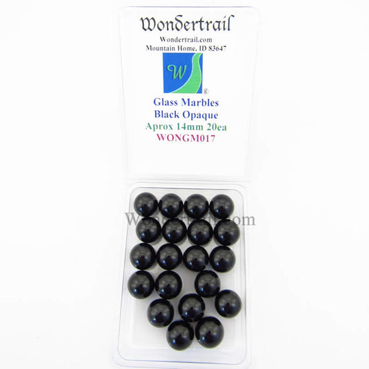 WONGM017 Black Opaque 14mm Glass Marbles Pack of 20 Main Image