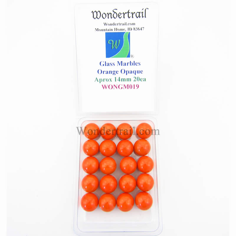 WONGM019 Orange Opaque 14mm Glass Marbles Pack of 20 Main Image