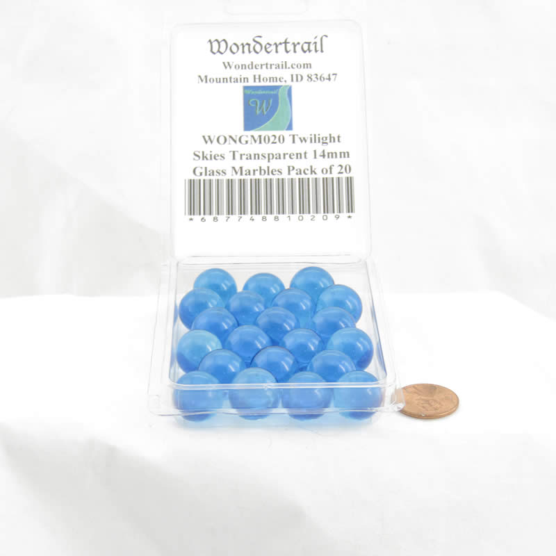 WONGM020 Twilight Skies Transparent 14mm Glass Marbles Pack of 20 Wondertrail 2nd Image