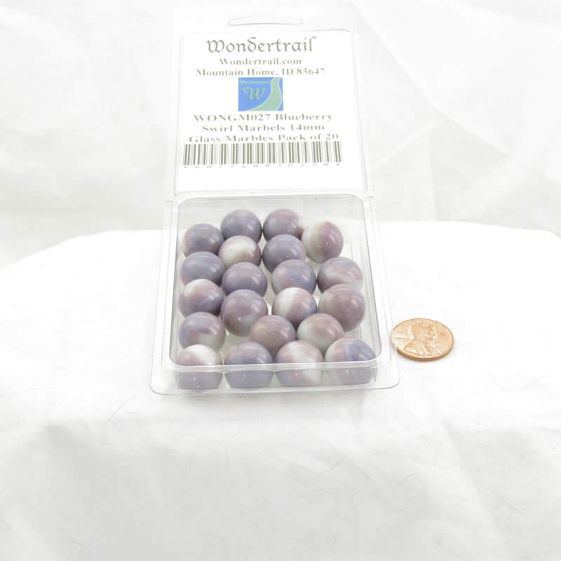 WONGM027 Blueberry Swirl Marbels 14mm Glass Marbles Pack of 20 2nd Image