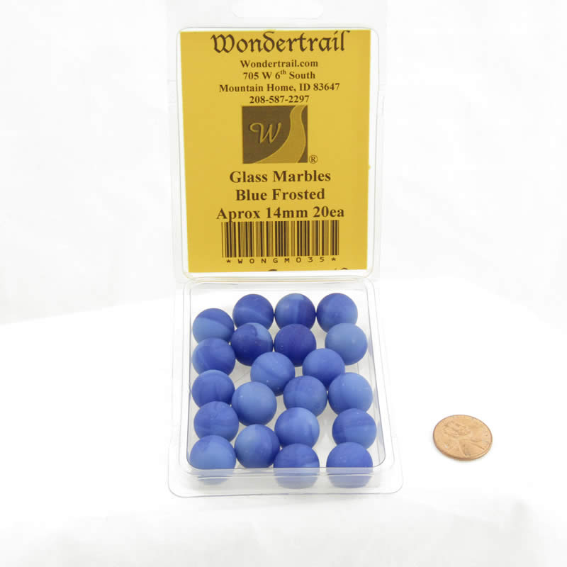 WONGM035 Celtic Blue Frosted Marbels 14mm Glass Marbles Pack of 20 2nd Image