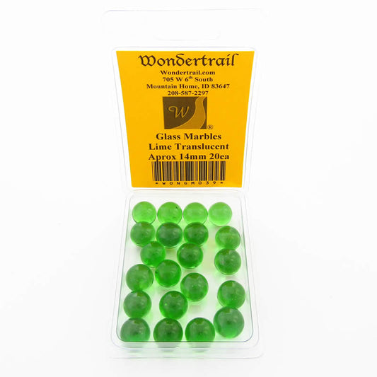 WONGM039 Lime Translucent Marbels 14mm Glass Marbles Pack of 20 Main Image
