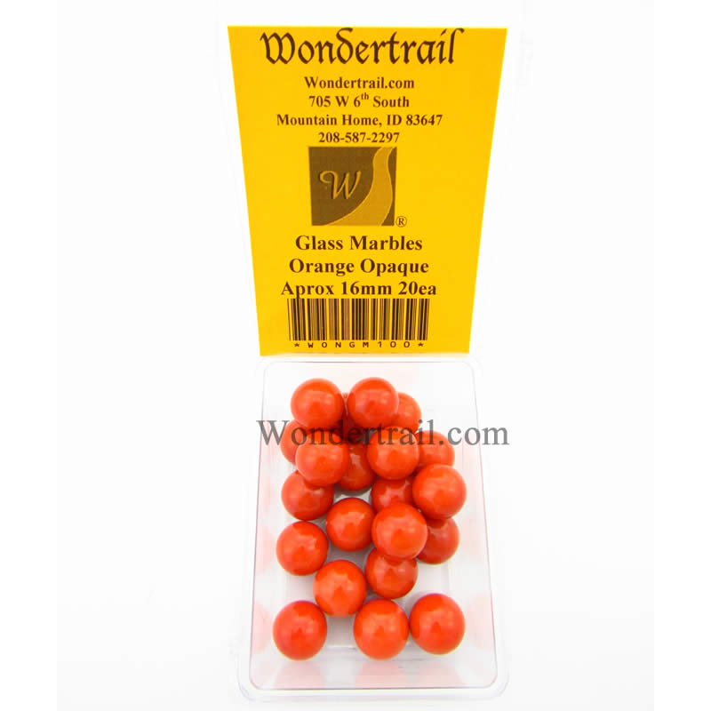 WONGM100 Orange Opaque 16mm Glass Marbles Pack of 20 Main Image