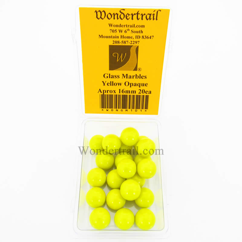 WONGM101 Yellow Opaque 16mm Glass Marbles Pack of 20 Main Image