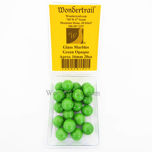 WONGM102 Green Opaque 16mm Glass Marbles Pack of 20 Main Image