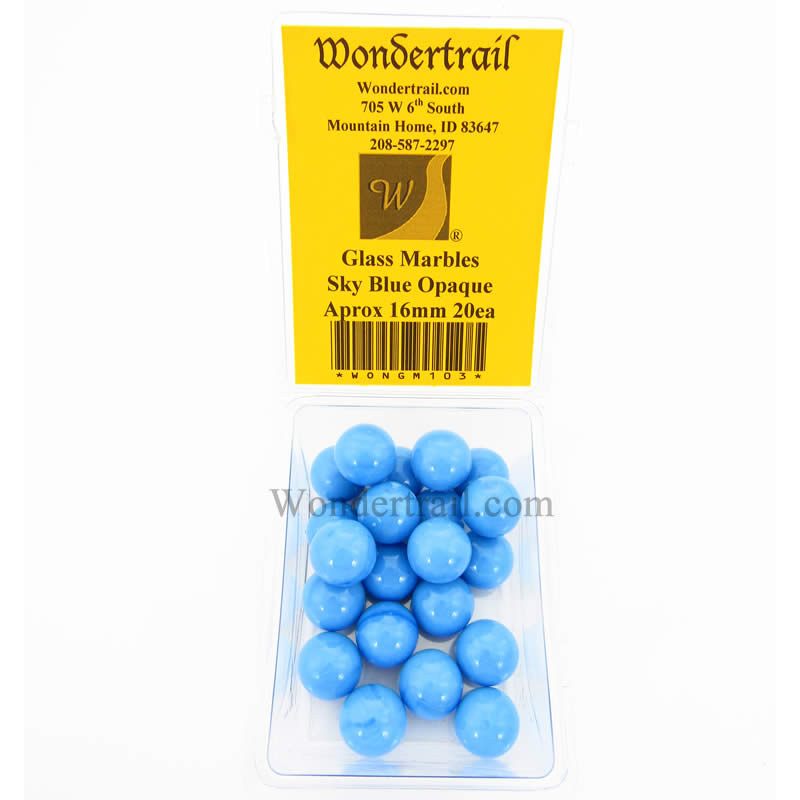 WONGM103 Sky Blue Opaque 16mm Glass Marbles Pack of 20 Main Image