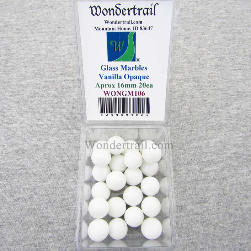WONGM106 Vanilla Opaque 16mm Glass Marbles Pack of 20 Main Image