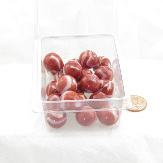 WONGM111 Red with White Swirl 16mm Glass Marbles Pack of 20 Main Image