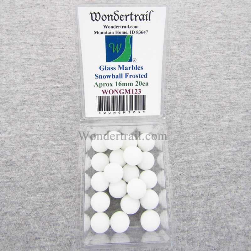WONGM123 Snowball Frosted 16mm Glass Marbles Pack of 20 Main Image