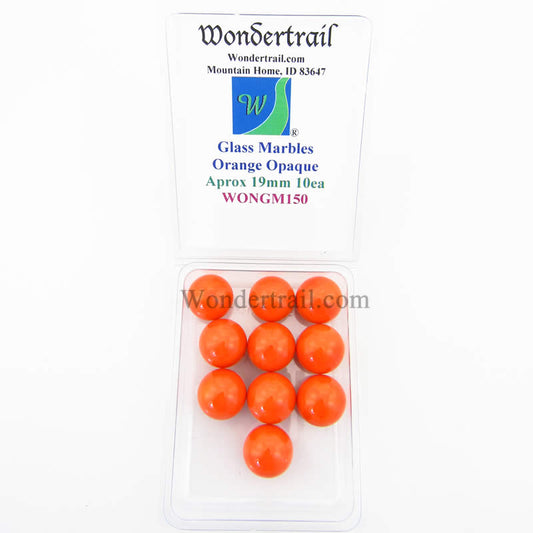 WONGM150 Orange Opaque 19mm Glass Marbles Pack of 10 Wondertrail Main Image