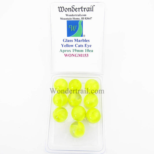 WONGM153 Yellow Cat Eye 19mm Glass Marbles Pack of 10 Wondertrail Main Image