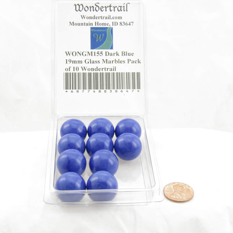 WONGM155 Dark Blue 19mm Glass Marbles Pack of 10 Wondertrail 2nd Image