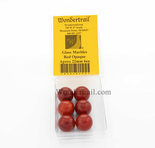 WONGM200 Red Opaque 22mm Glass Marbles Pack of 6 Main Image