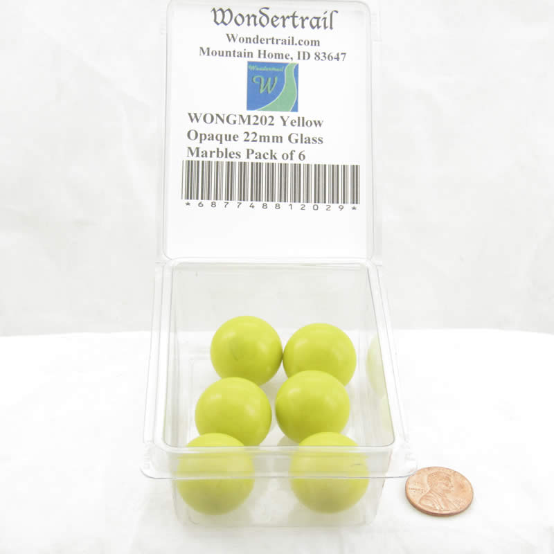 WONGM202 Yellow Opaque 22mm Glass Marbles Pack of 6 2nd Image