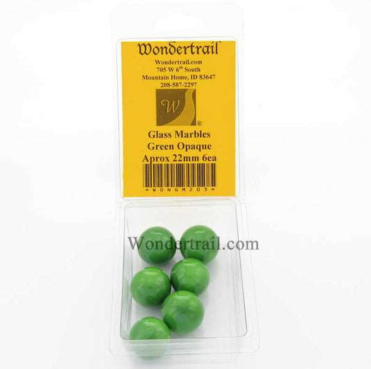 WONGM203 Green Opaque 22mm Glass Marbles Pack of 6 Main Image