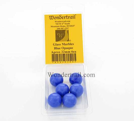 WONGM206 Blue Opaque 22mm Glass Marbles Pack of 6 Main Image