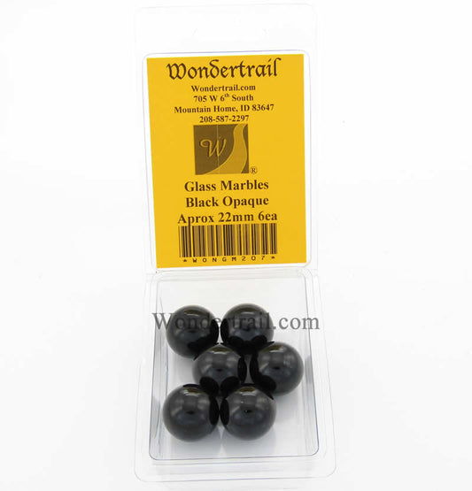 WONGM207 Black Opaque 22mm Glass Marbles Pack of 6 Main Image