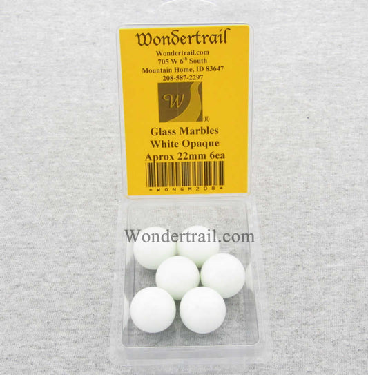 WONGM208 White Opaque 22mm Glass Marbles Pack of 6 Main Image