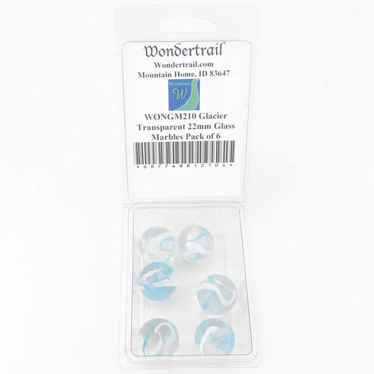 WONGM210 Glacier Transparent 22mm Glass Marbles Pack of 6 Main Image