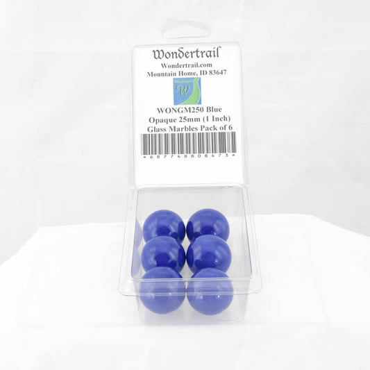 WONGM250 Blue Opaque 25mm (1 Inch) Glass Marbles Pack of 6 Main Image