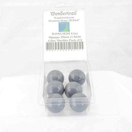 WONGM252 Grey Opaque 25mm (1 Inch) Glass Marbles Pack of 6 Main Image