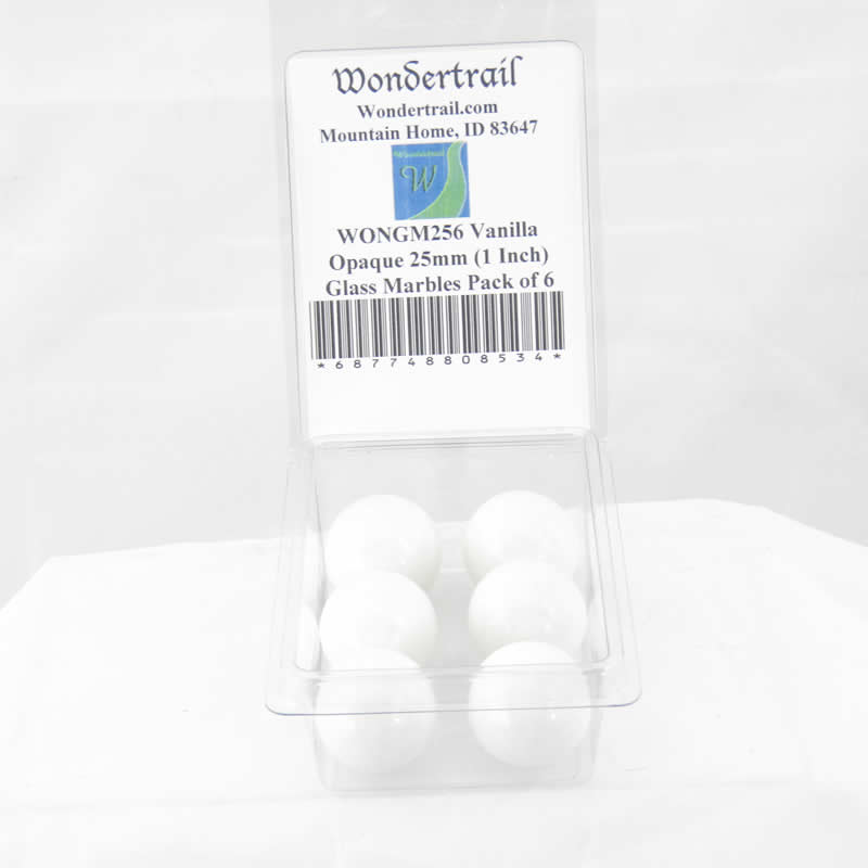 WONGM256 Vanilla Opaque 25mm (1 Inch) Glass Marbles Pack of 6 Main Image