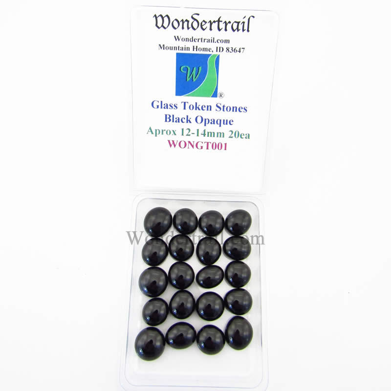 WONGT001 Black Opaque Glass Tokens 12-14mm Aprox .50in Pack of 20 Main Image
