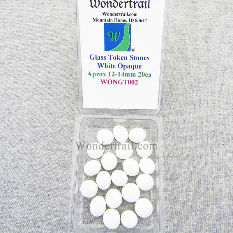 WONGT002 White Opaque Glass Tokens 12-14mm Aprox .50in Pack of 20 Main Image
